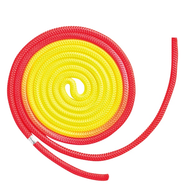 Скакалка гимнастическая многоцветная (нейлон, 3 м) Chacott (750 Светло-оранжевый * Лимонно-жёлтый)