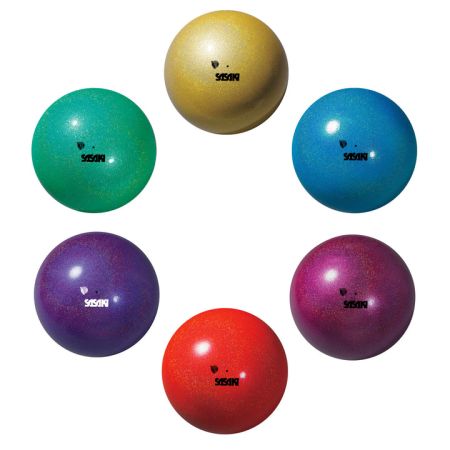 Новый мяч (диаметр 18,5 см) SASAKI с трехмёрным сиянием, создаваемым мелкими блёстками. Сертифицирован Международной федерацией гимнастики (F.I.G.).