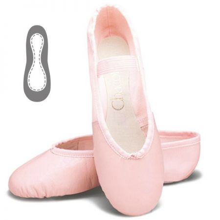 Балетки с цельной подошвой и кожаным носком Chacott (16 см, 040 Королевский-розовый)