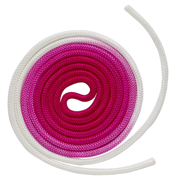 Скакалка гимнастическая градиентная (градиент в середине) (нейлон, 3 м) Chacott - 748 (бело-розовый)